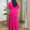 Vestido Longo sem Bojo Plus Manga Curta com Lastex Pink - Fernanda Ramos Store