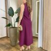 Vestido Midi Ana sem Bojo com Fenda Lateral e Bolsos Vinho - Fernanda Ramos Store