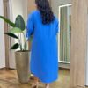 Vestido Midi Plus sem Bojo Manga 3/4 e Amarração Azul - Fernanda Ramos Store