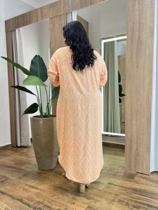 Vestido Midi sem Bojo Plus Estampado Manga 3/4 com Detalhe - Fernanda Ramos Store