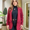 Blazer Feminino Alfaiataria Brenda Manga Longa Vinho - Fernanda Ramos Store