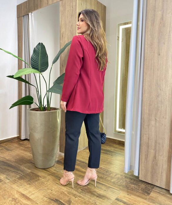 Blazer Feminino Alfaiataria Brenda Manga Longa Vinho - Fernanda Ramos Store