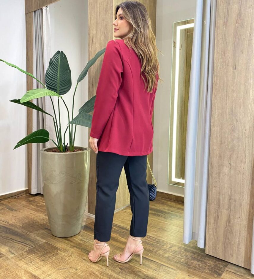 Blazer Feminino Alfaiataria Brenda Manga Longa Vinho - Fernanda Ramos Store