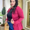 Blazer Manga Longa Feminino Plus com Bolsos Falsos Vinho - Fernanda Ramos Store