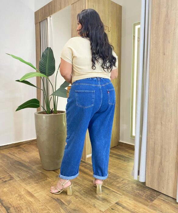 Blusa Feminina Manga Curta Modal Estela Plus Canelada Areia - Fernanda Ramos Store