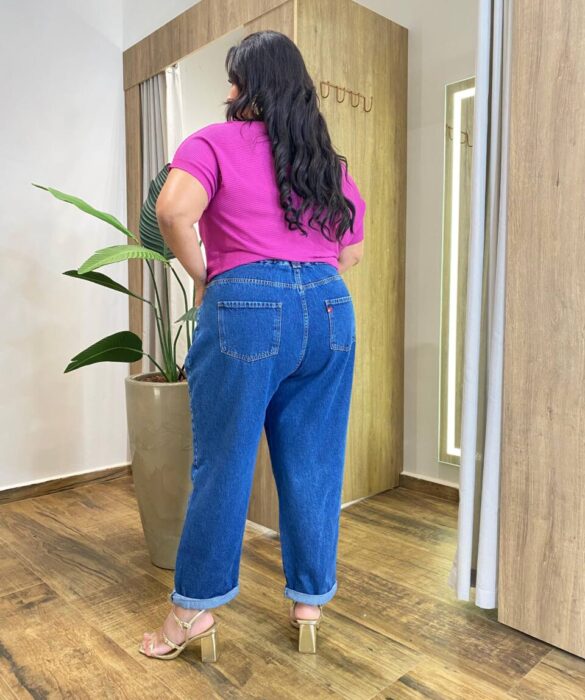 Blusa Feminina Manga Curta Modal Estela Plus Canelada Fúcsia - Fernanda Ramos Store
