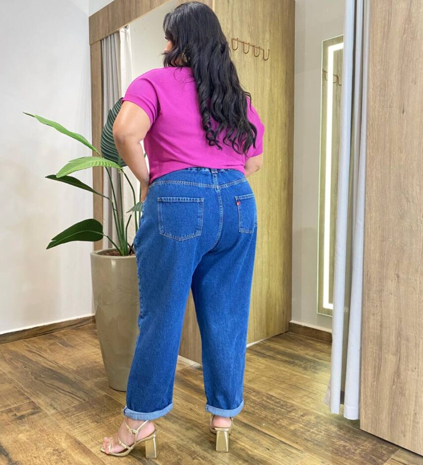 Blusa Feminina Manga Curta Modal Estela Plus Canelada Fúcsia - Fernanda Ramos Store