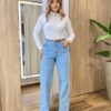 Blusa Feminina Manga Longa Canelada e Flanelada Branca - Fernanda Ramos Store