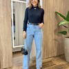 Blusa Feminina Manga Longa Canelada e Flanelada Preta - Fernanda Ramos Store