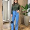 Blusa Feminina Manga Longa Canelada e Flanelada Verde - Fernanda Ramos Store