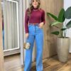 Blusa Feminina Manga Longa Canelada e Flanelada Vinho - Fernanda Ramos Store