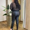 Blusa Feminina Manga Longa Plus em Tule Transparente Preta - Fernanda Ramos Store