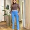 Body Feminino Amélia sem Bojo Manga Longa Gola Alta Marrom - Fernanda Ramos Store