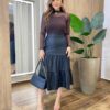 Body Feminino sem Bojo Gola Alta e Manga Longa de Tule Marrom - Fernanda Ramos Store