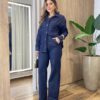 Calça Feminina Boss Wide Leg Pantalona Jeans Escuro 29484 - Fernanda Ramos Store