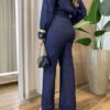 Calça Feminina Boss Wide Leg Pantalona Jeans Escuro 29484 - Fernanda Ramos Store