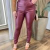Calça Feminina Couro Eco Skinny Isabelly Vinho - Fernanda Ramos Store