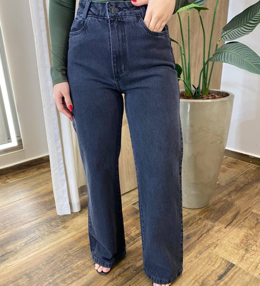 Calça Feminina Jeans Cibelle Wide Leg Estonado 1011 - Fernanda Ramos Store