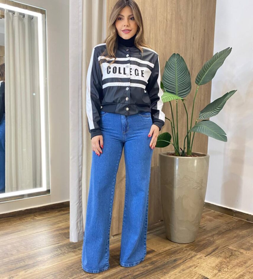 Calça Feminina Jeans Médio Antonella Wide Leg - Fernanda Ramos Store