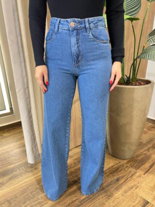 Calça Feminina Jeans Médio Antonella Wide Leg - Fernanda Ramos Store
