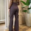 Calça Jeans Feminina Cargo Stella Marrom Escuro 123870 - Fernanda Ramos Store