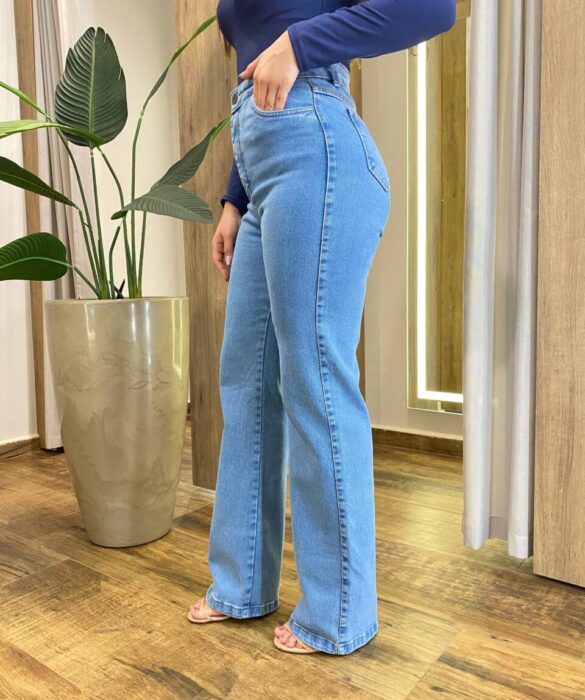 Calça Jeans Feminina Renata Wide Leg Jeans Claro 014 - Fernanda Ramos Store