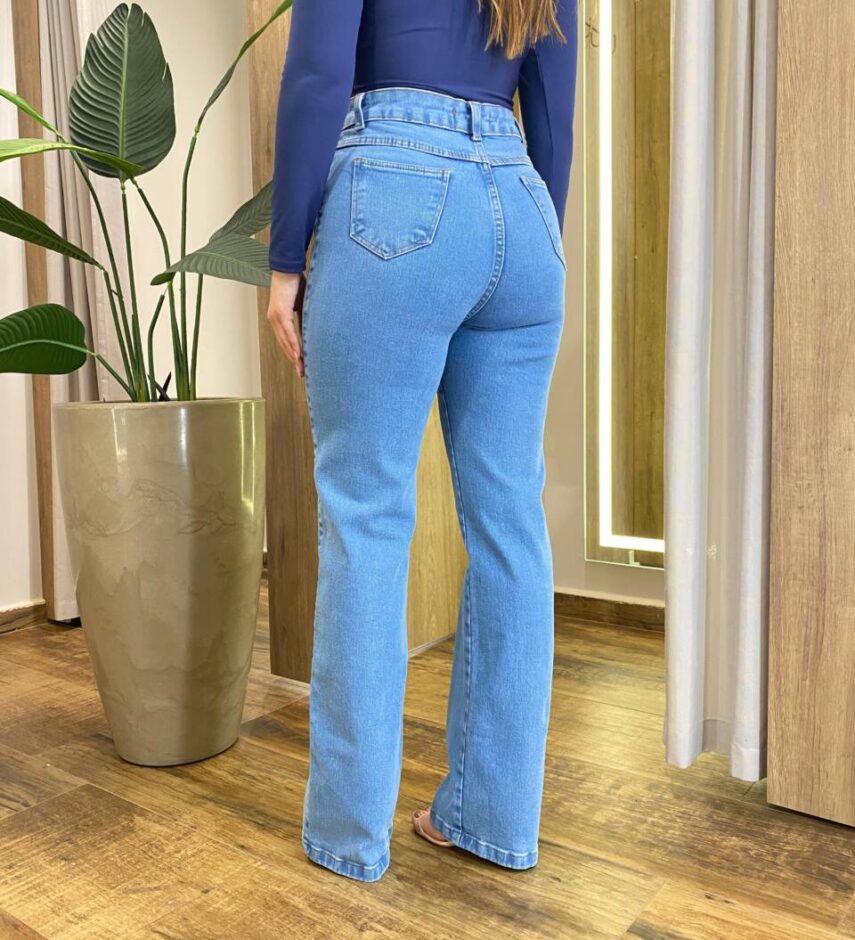 Calça Jeans Feminina Renata Wide Leg Jeans Claro 014 - Fernanda Ramos Store
