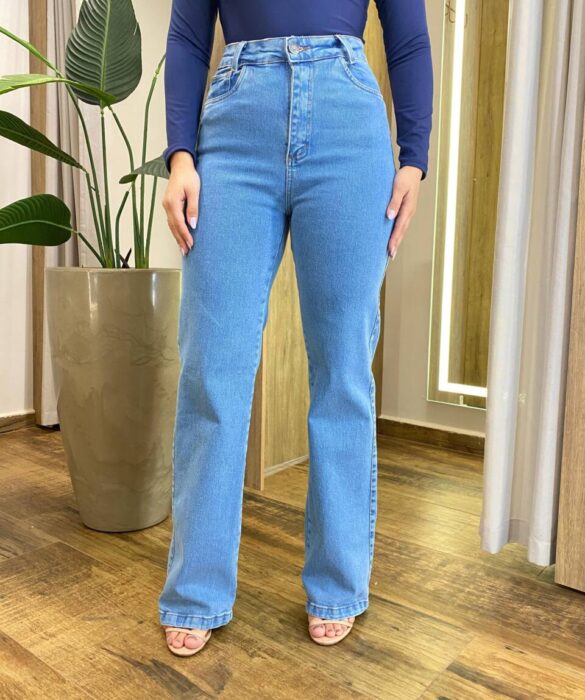 Calça Jeans Feminina Renata Wide Leg Jeans Claro 014 - Fernanda Ramos Store