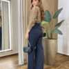 Camisa Feminina Julia Manga Longa Xadrez Caqui 83213 - Fernanda Ramos Store