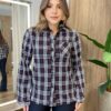 Camisa Feminina Julia Manga Longa Xadrez Preta 83212 - Fernanda Ramos Store