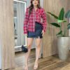 Camisa Feminina Julia Manga Longa Xadrez Vermelha 83212 - Fernanda Ramos Store