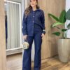 Camisa Feminina Manga Longa Jeans Lavagem Escura 95400 - Fernanda Ramos Store
