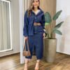 Camisa Feminina Manga Longa Susan Jeans Escura com Bolsos - Fernanda Ramos Store