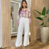 Camisa Feminina Manga Longa Xadrez com Bolso Rosa 6666 - Fernanda Ramos Store