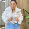 Casaco Feminino Barbara com Pelinhos Off White - Fernanda Ramos Store