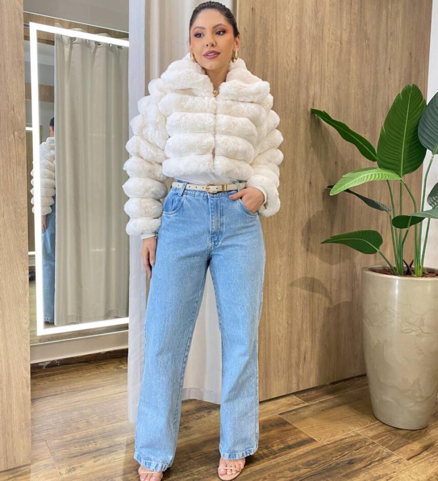 Casaco Feminino Barbara com Pelinhos Off White - Fernanda Ramos Store