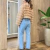 Casaco Feminino Barbara com Pelinhos Bege - Fernanda Ramos Store