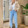 Casaco Feminino Barbara com Pelinhos Nude - Fernanda Ramos Store