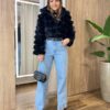 Casaco Feminino Barbara com Pelinhos Preto - Fernanda Ramos Store
