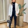 Casaco Feminino Thais Manga Longa com Bolsos Lã Batida Branco - Fernanda Ramos Store