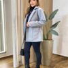 Casaco Feminino Thais Manga Longa com Bolsos Lã Batida Cinza - Fernanda Ramos Store