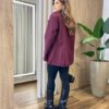 Casaco Feminino Thais Manga Longa com Bolsos Lã Batida Marsala - Fernanda Ramos Store