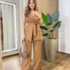 Conjunto Feminino Alfaiataria Colete com Amarração e Calça Caramelo - Fernanda Ramos Store