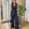 Conjunto Feminino Alfaiataria Colete com Amarração e Calça Preto - Fernanda Ramos Store