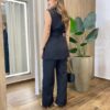 Conjunto Feminino Alfaiataria Colete com Amarração e Calça Preto - Fernanda Ramos Store