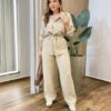 Conjunto Feminino Auria Parka Manga Longa Detalhes e Calça Nude - Fernanda Ramos Store