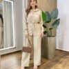 Conjunto Feminino Auria Parka Manga Longa Detalhes e Calça Nude - Fernanda Ramos Store