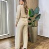 Conjunto Feminino Auria Parka Manga Longa Detalhes e Calça Nude - Fernanda Ramos Store