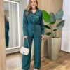 Conjunto Feminino Auria Parka Manga Longa Detalhes e Calça Verde - Fernanda Ramos Store
