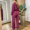Conjunto Feminino Auria Parka Manga Longa Detalhes e Calça Vinho - Fernanda Ramos Store